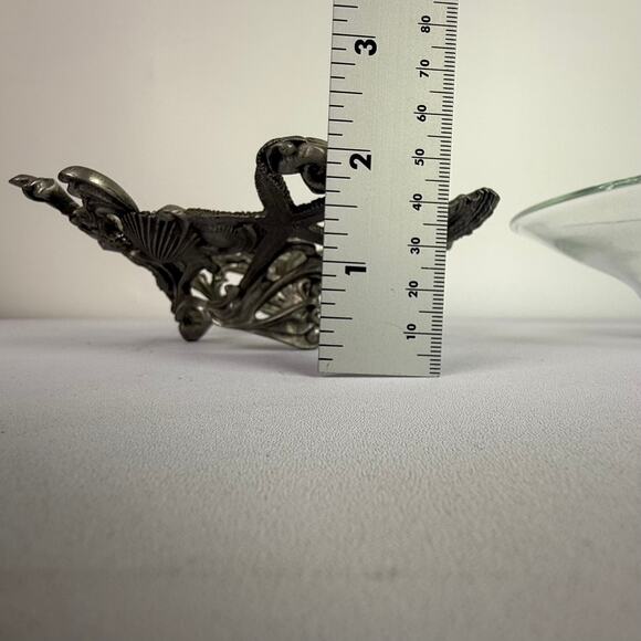 Seagull Canada Pewter Seashell Footed Plate/Bowl Stand Holder With bowl 7” HTF - Picture 7 of 16